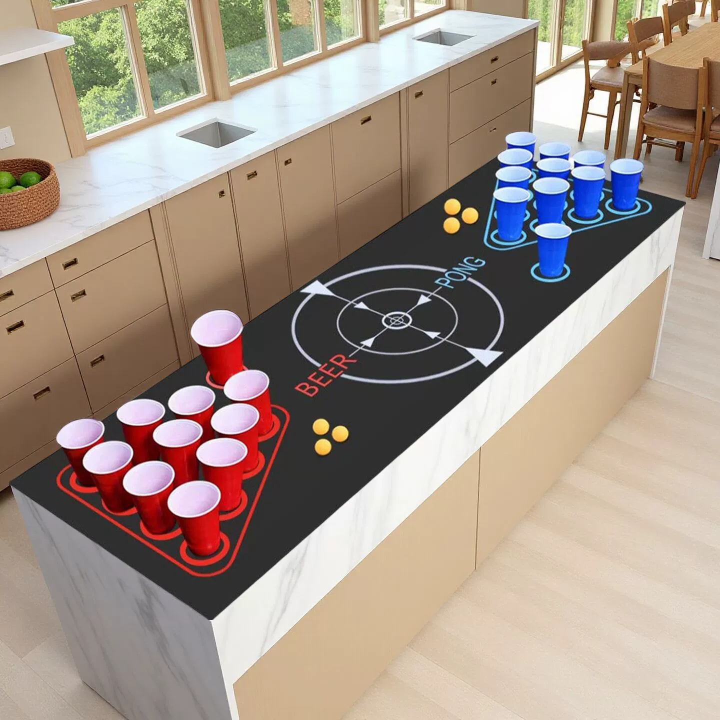 Party Beer Pong Game Beer Table Mat Table Tennis Wine Glass Game Mat Game Cloth Cup Ball Game Set