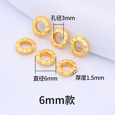 Xiaogufa Gold Spacer Beads Do Not Fade with Beads DIY Crystal Braided Rope Bracelet Beaded Spacer Accessories (Zərgərlik ara hissələri) - long-term-wear-without-dullness-hammered-round-spacer-6mm-style10-pieces