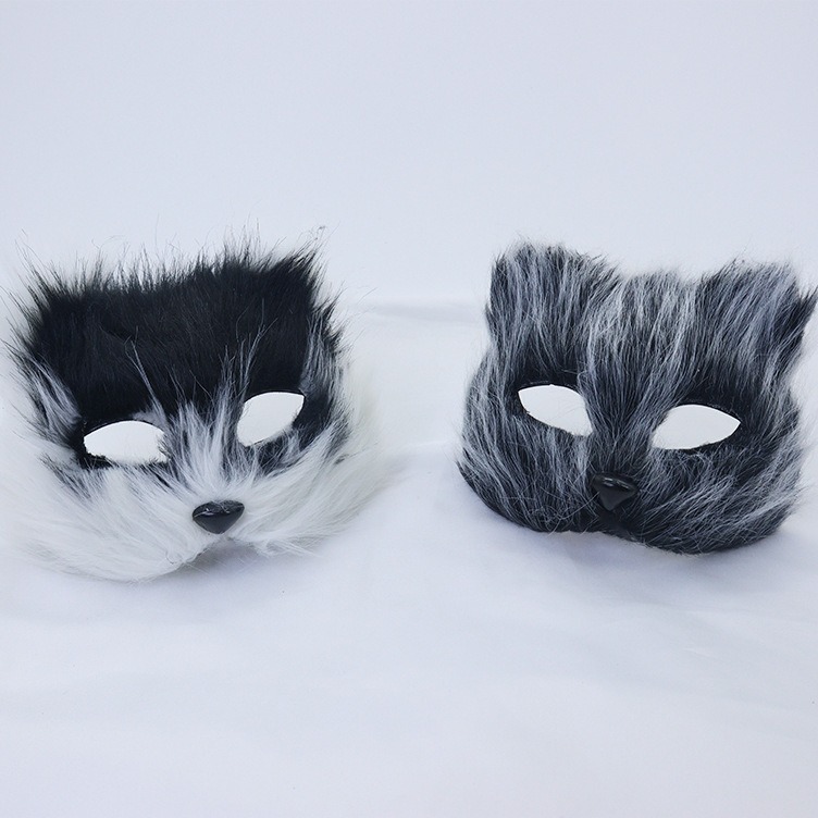 Ventas transfronterizas máscaras de zorro de pelo largo Halloween cos máscaras de cara de gato máscaras de cara de fiesta de baile