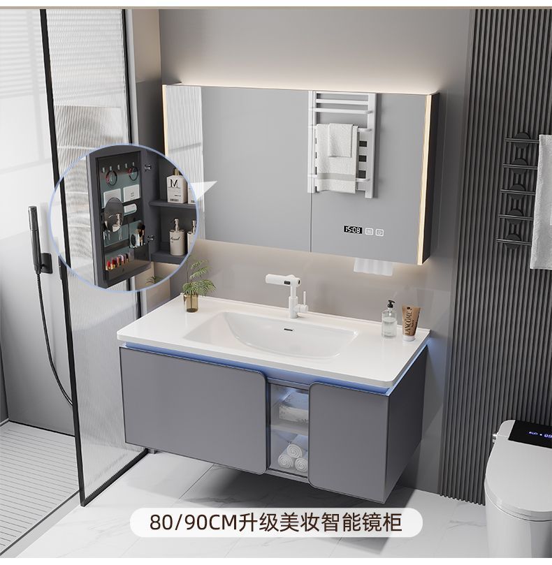 New minimalist bathroom cabinet, ceramic integrated basin bathroom cabinet, combined bathroom washbasin, new ceramic washbasin cabinet undefined