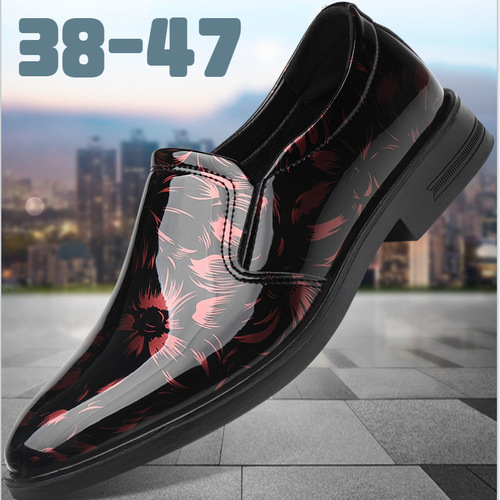 Spring and Autumn Style Men's Business Formal Leather Shoes Korean Style Youth Slip-On Large Size Men's Shoes Groom Photography Wedding Shoes