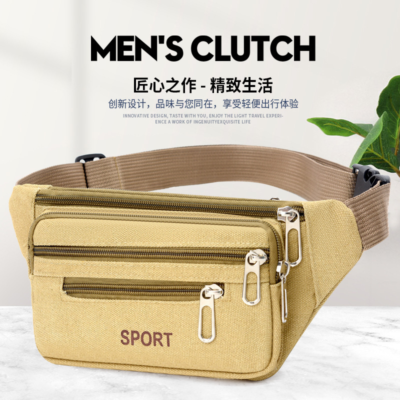 Canvas Waist Bag for Men and Women Multifunctional Large Capacity Leisure Outdoor Sports Business Cash register Practical Wear-resistant Wallet