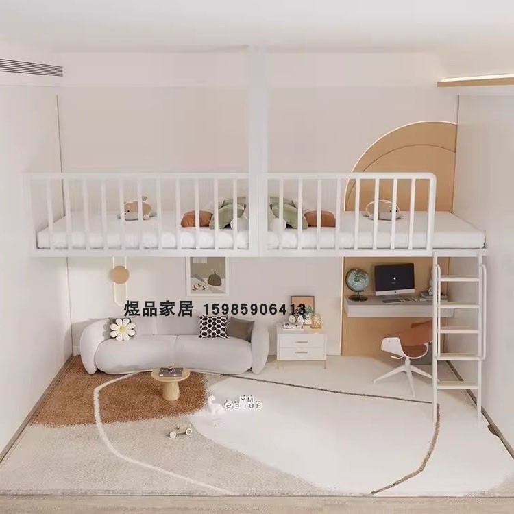 Space-Saving Wrought Iron Hammock Bed with Under-Bed Storage Compartment, Wall-Mounted Suspended Iron Frame Bed, Loft Bed, Extended High Bed