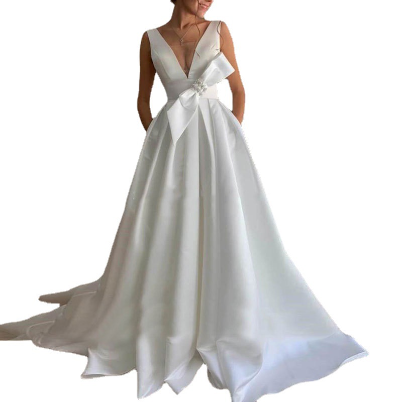El Comercio exterior europeo y americano Amazon AliExpress deseo nuevo vestido de novia vestido de noche sexy V-cuello backless personalizable