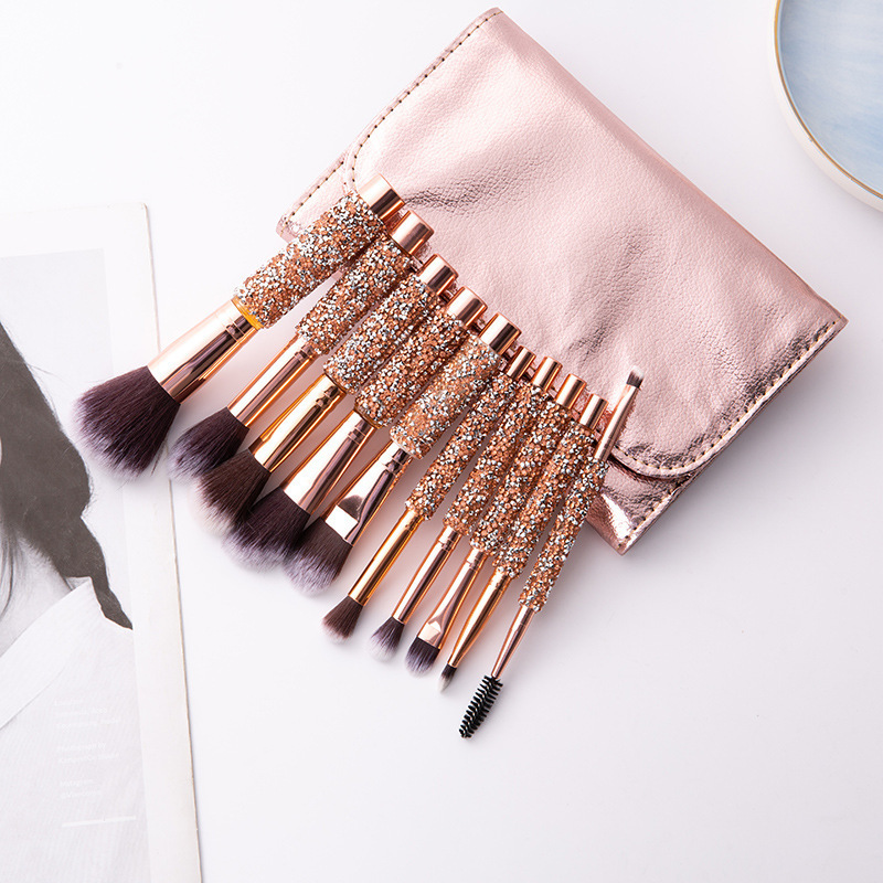 Foreign Trade Cangzhou 10-piece Makeup Brush Set with Diamond Makeup Brush Beauty Tool Soft-bristled Set Brush Wrapped with Diamond Eye Shadow Brush Foreign Trade Cangzhou 10-piece Makeup Brush Set with Diamond Makeup Brush Beauty Tool Soft-bristled Set Brush Wrapped with Diamond Eye Shadow Brush