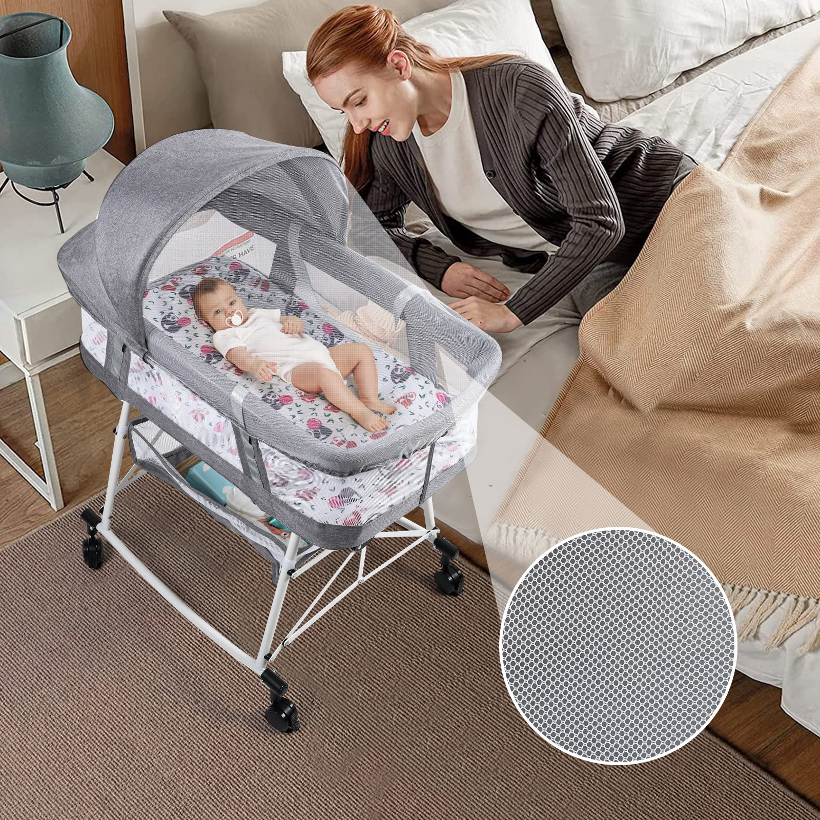 Cama portátil cama media bebé plegable móvil recién nacido cama biónica BB cama anti-presión