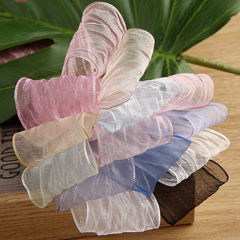 Flat edge wrinkled snow yarn ribbon handmade diy bow hair accessories shoe flower clothing accessories gift box flower ribbon