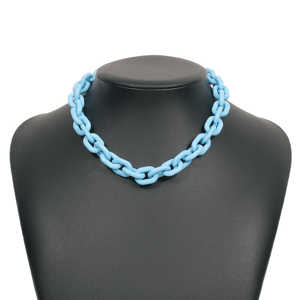 wholesale jewelry punk style color thick chain necklace nihaojewelry