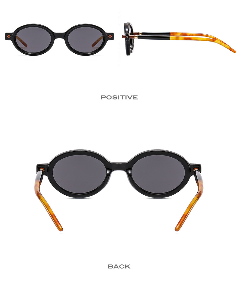 Women'S Gender Retro Style Retro Solid Color PC UV400 Protection Oval Frame Full Frame Women's Sunglasses