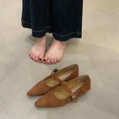 感坡跟晚风气质小众单鞋女鞋子2025秋冬尖头通勤晚晚奶奶鞋子