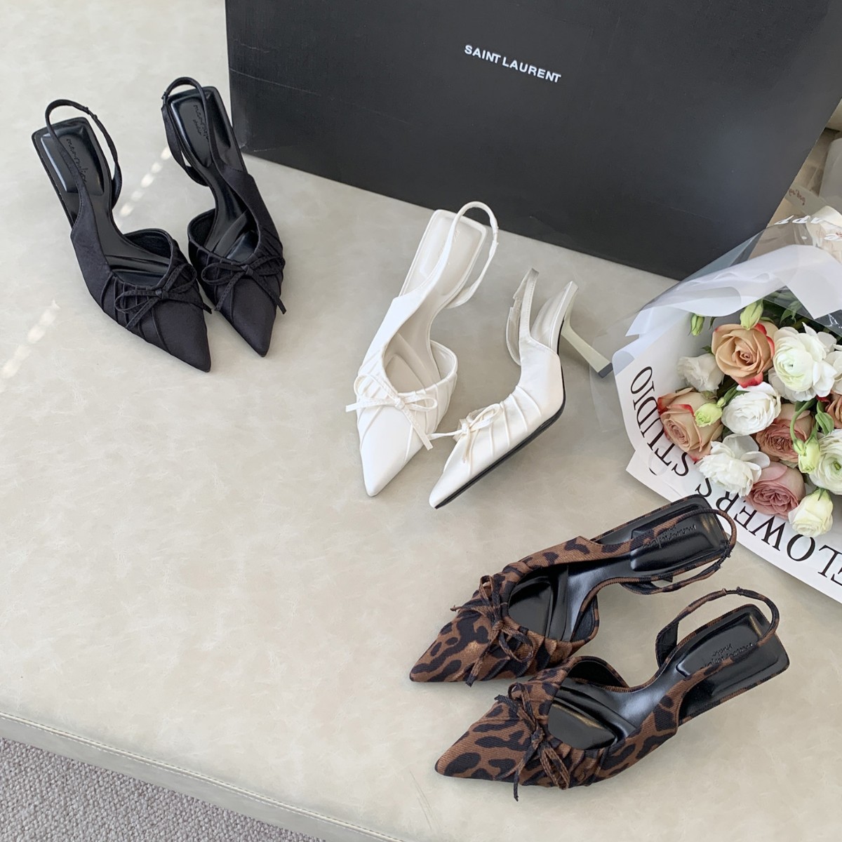 French Niche Elegant High Heels Women's 2025 Spring Bow Pointed Toe Shallow Stiletto Heel Toe Sandals