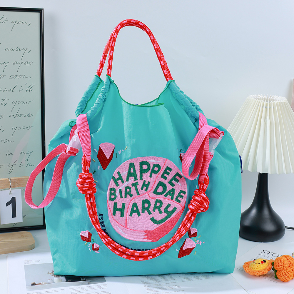 Peacock Blue Birthday Cake + Pink Shoulder Strap