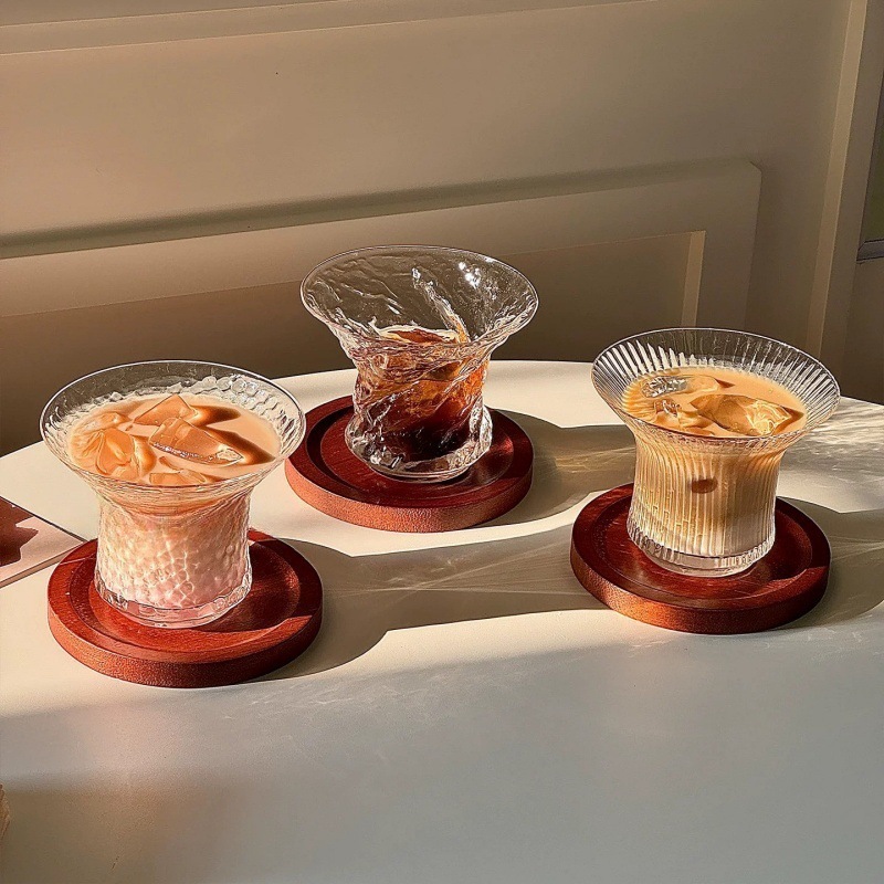 Taza de café americana transparente y delgada, taza de agua de vidrio invertido, taza de café latte, taza de jugo de alto valor de cara