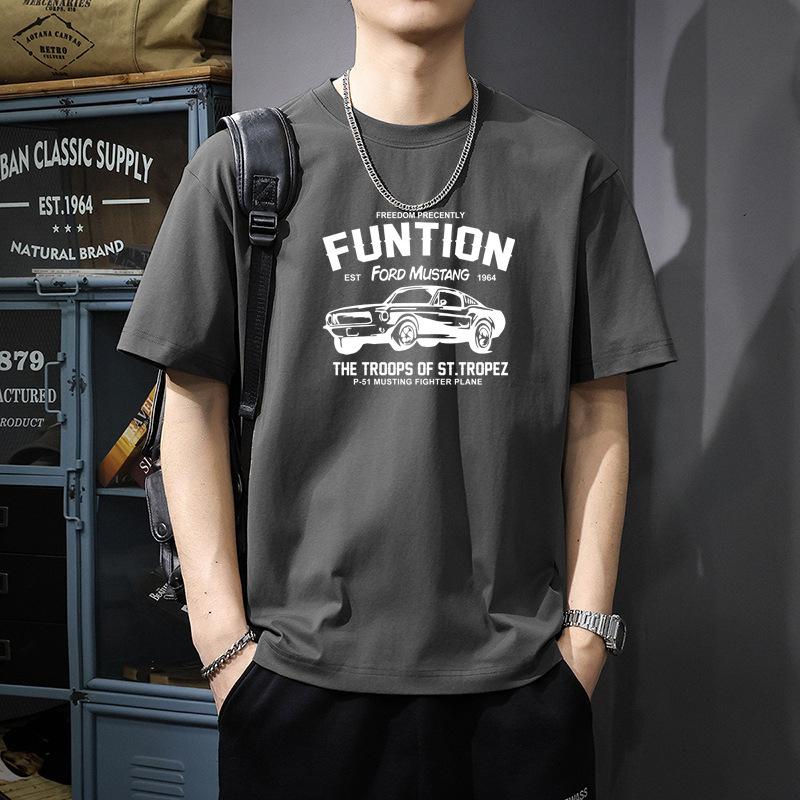 Men's Summer Pure Cotton Loose Round Neck T-Shirt Short-Sleeved Cool Style Personalized Printed Breathable and Comfortable Half-Sleeved T-Shirt