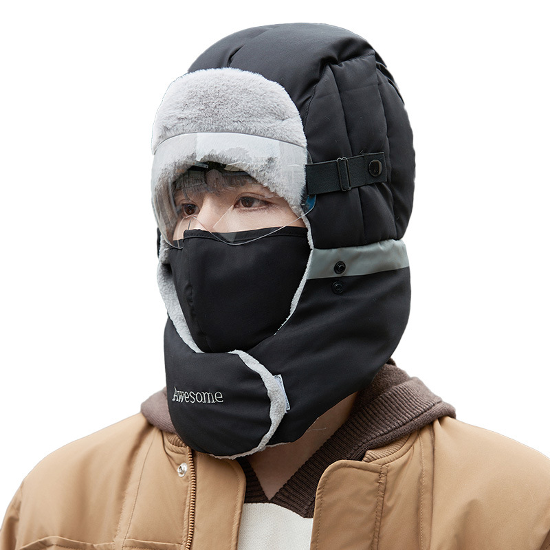 Trapper Hats Hat male winter cotton riding electric bike with wool thickened windproof ear protection hat warm Lei Feng hat female_voghion.com