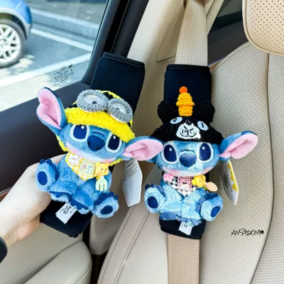 & Stitch Car Seatbelt — Sürətlər qutusu və əl tormozu başlıqları - shoulder-pads-97-black-plush-authentic-squatting-stitch-mickey-hat-black-butter-bib-minion-butter-bib-two
