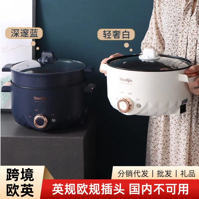 European and British Standard 220V Electric Cooker, Small Electric Cooker, All-In-One Household Hot Pot, Shabu-Shabu and Grill Integrated Electric Hot Pot, Multi-Functional