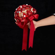 手捧花新郎接亲国潮风新娘捧花diy高级仿真玫瑰花束秀禾服搭配