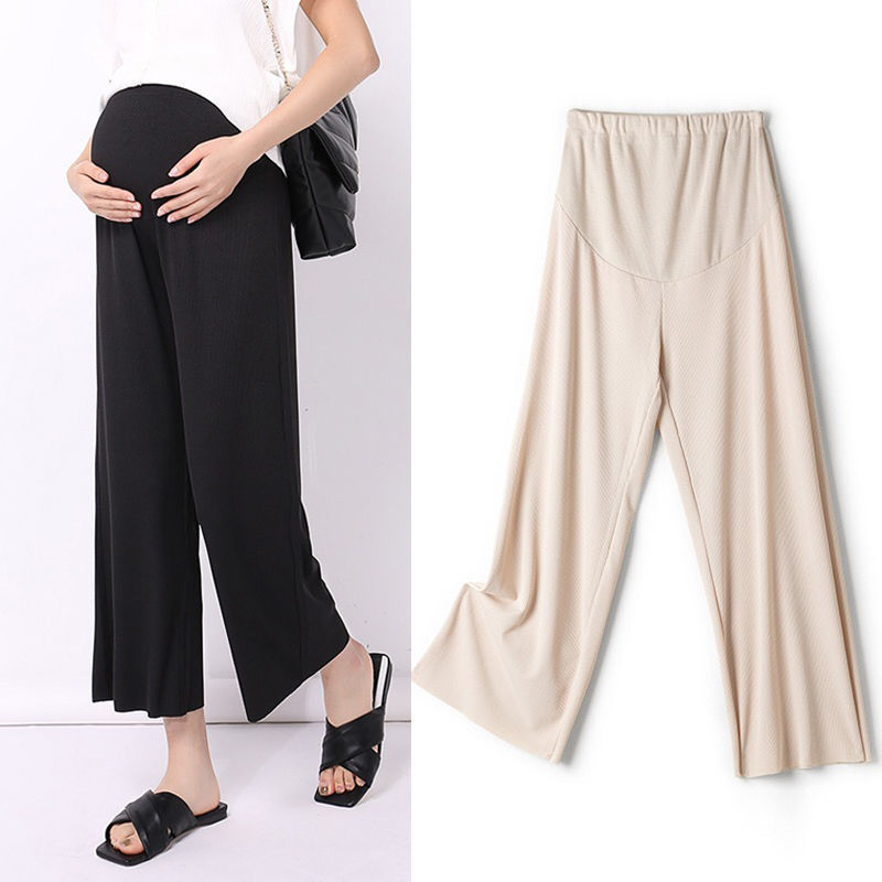 Maternity Pants Summer Thin Style Belly Support Outerwear Petite Loose Casual Wide-Leg Cropped Pants Maternity Spring Summer Wear