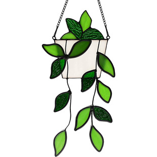 Green plant artificial decoration acrylic color printing hanging artificial plant catcher decoration gift window pendant