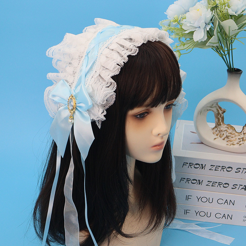 Lolita al por mayor encaje correa de cabello conjunto de clipes de cabello brazalete decoración de Halloween carnaval navidad conjunto de adornos de cabello