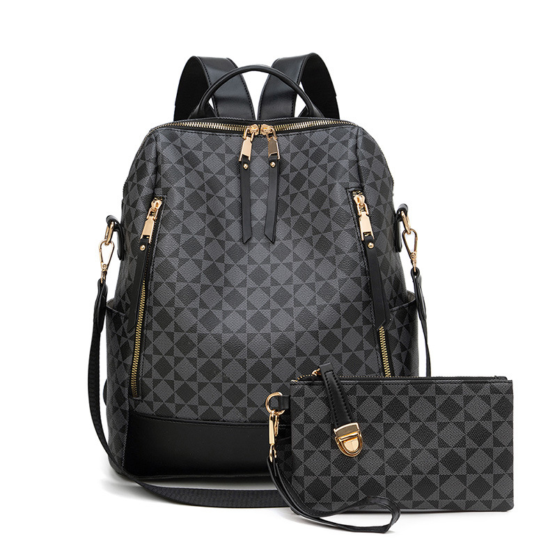 Checkerboard Print Plaid Backpack Cross-Border 2025 Summer Mother-Child Backpack Casual Travel Mommy Bag Crossbody