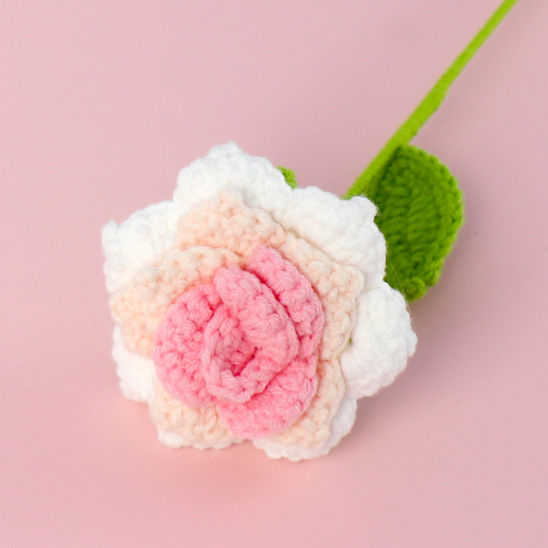 完成品クロスボーダー手作り花糸かぎ針編みバラ中国のバレンタインデーギフトニット造花卸売|undefined