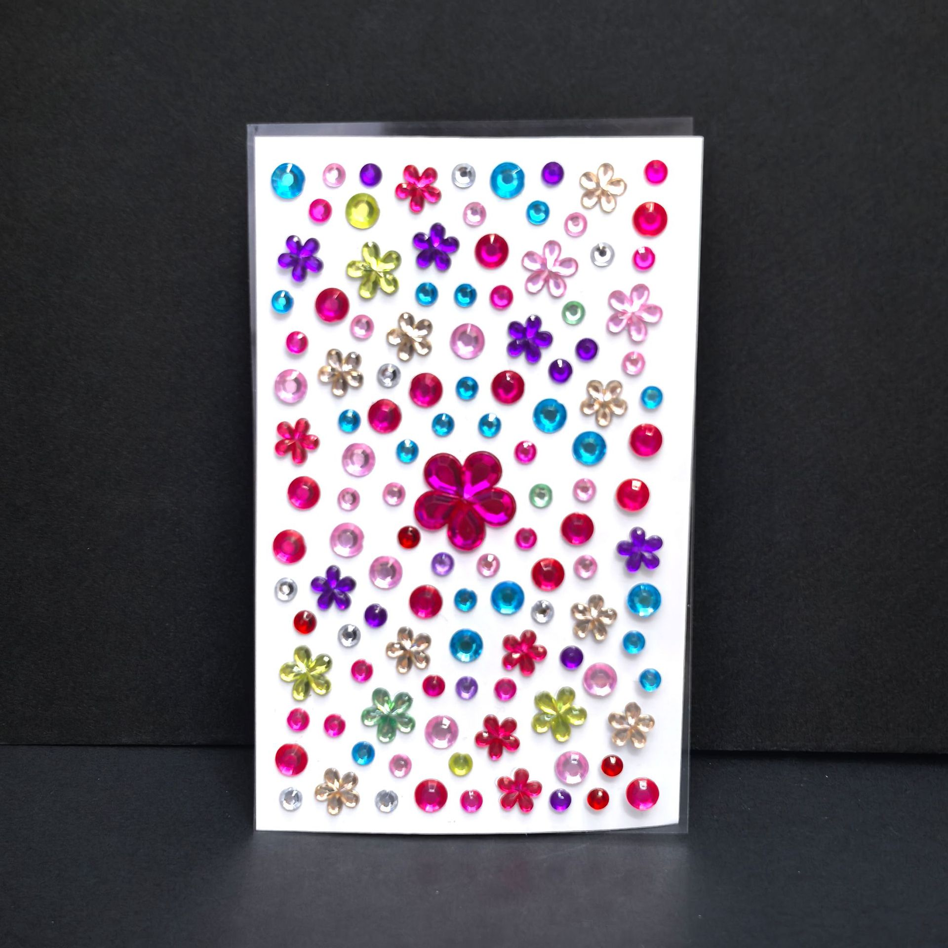 흰색 카드에 화려한 매화와 안개꽃 (7.5*12CM)