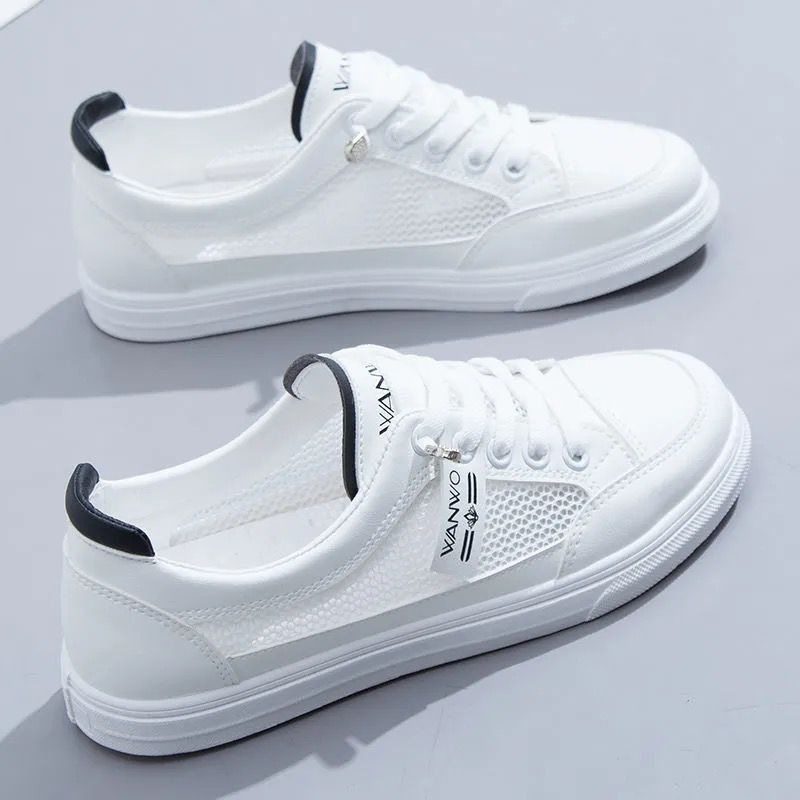Foreign Trade Style White Sneakers for Women 2026 Spring and Autumn Breathable Flat Solid Color Casual Fashion Basic Sneakers Wholesale from Manufacturer