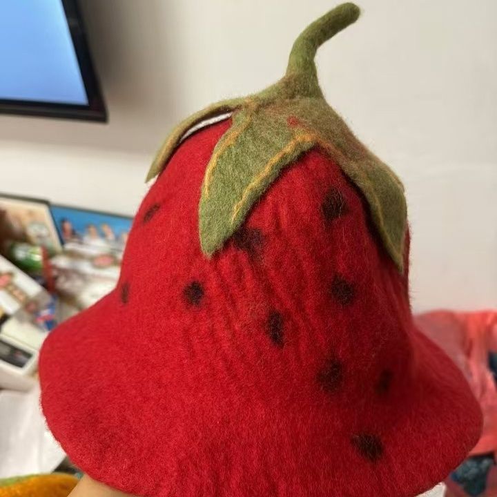 尼泊尔嬉皮韩系爆款蘑菇帽手工羊毛毡彩色紫色个性超萌圆帽子男女|undefined