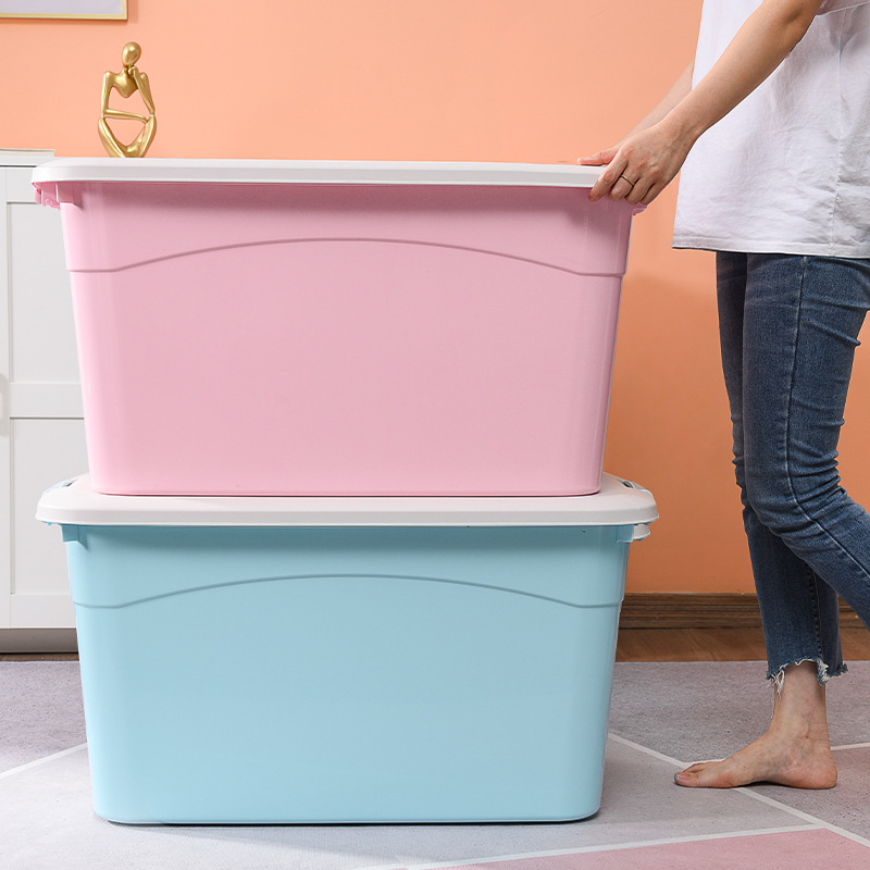 Caja de almacenamiento de polea gruesa de plástico, caja de almacenamiento de ropa, caja de almacenamiento de armario, caja de almacenamiento extra grande para dormitorio de estudiantes