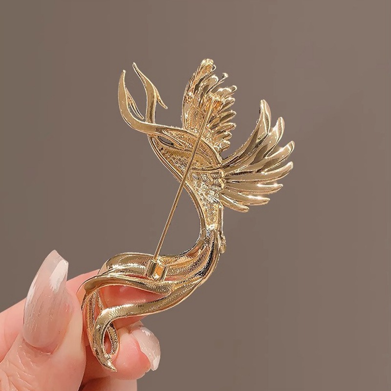 Chinese style exquisite high-end brooch women's vintage enamel Phoenix corsage high-grade luxury temperament suit pin accessories