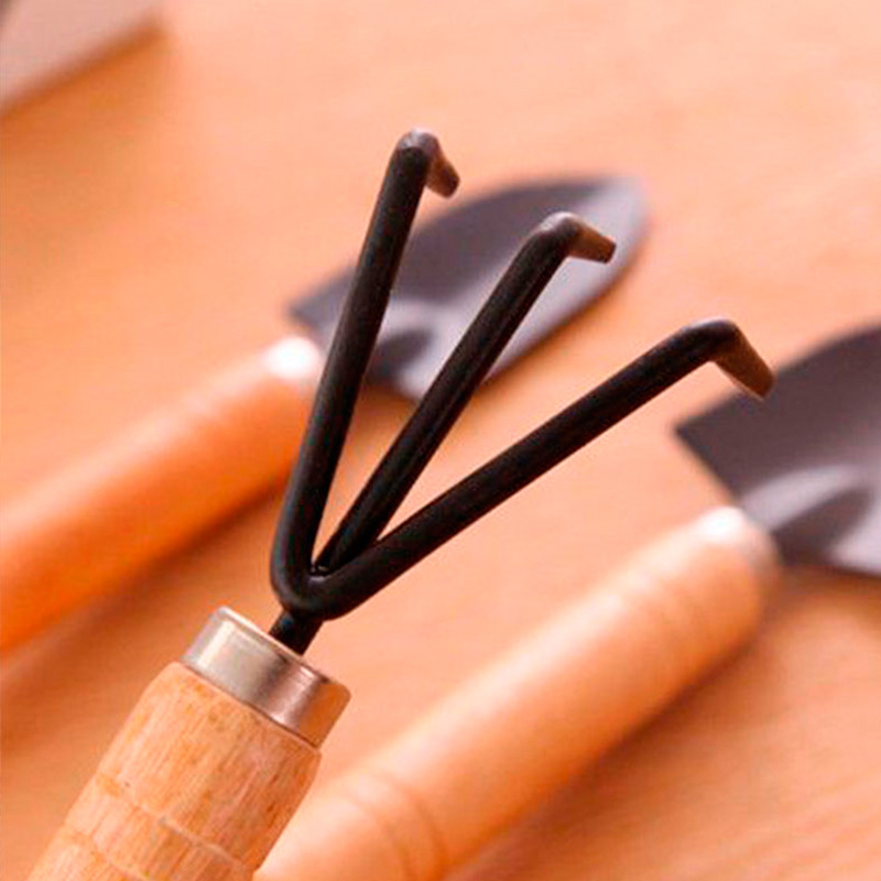 Herramientas de jardinería genuinas, pala pequeña, juego de tres piezas, rastrillo en maceta para el hogar, plantación de flores, juego de combinación de herramientas, pala pequeña