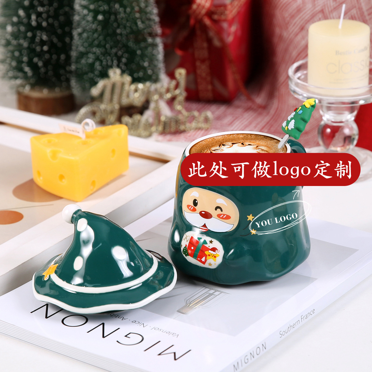Regalos de Navidad transfronterizos dibujos animados lindos tazas de cerámica con logotipo personalizado regalos de Navidad tazas de marca