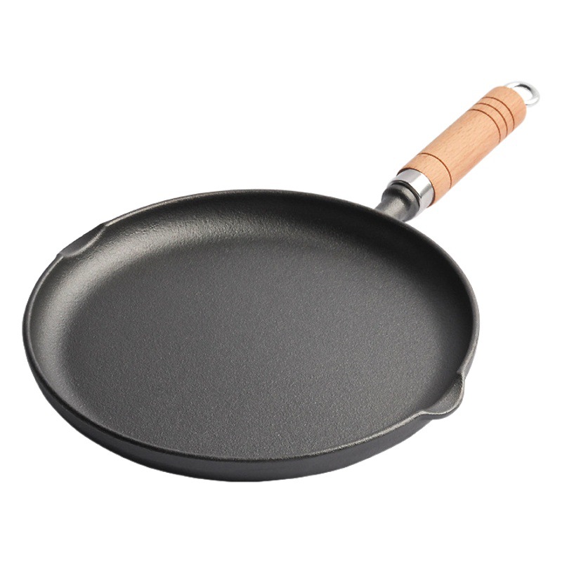 Pequeña Felicidad de hierro fundido sin recubrimiento hogar pan engrosado panqueque pan panqueque fruta pastel de mano hogar sartén