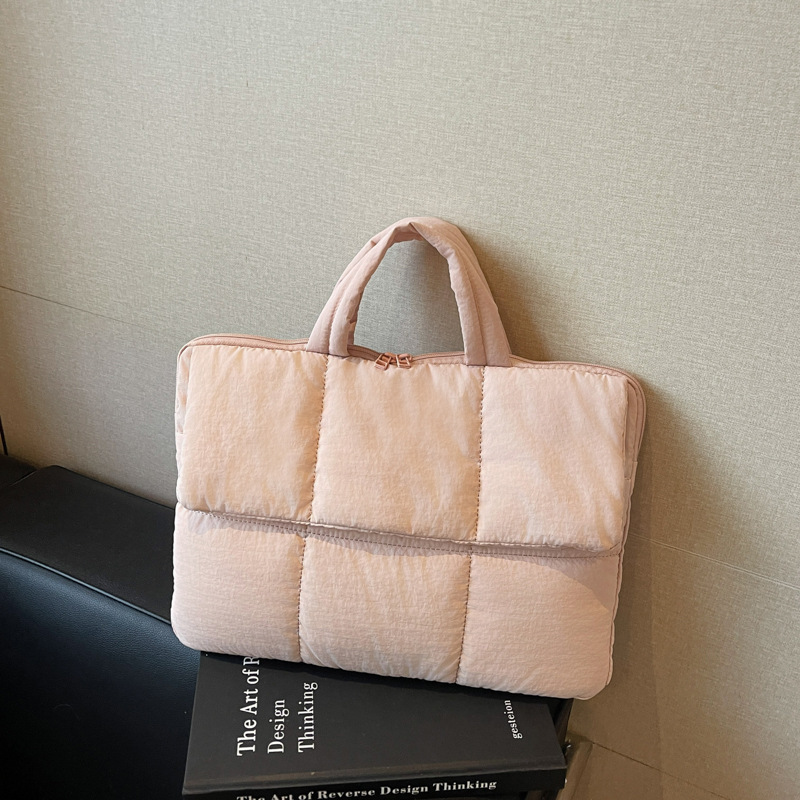 Autumn and Winter New Embroidery Plaid Computer Bag for Women 2025 New Anti-Fall Tablet Handbag Commuter Tote Bag