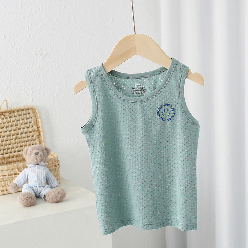 Chaleco de algodón para niños de clase A, sin hueso y sin mangas, fondo de bebé, chaleco fino en forma de corredor, uso exterior, cuello redondo jacquard, verano