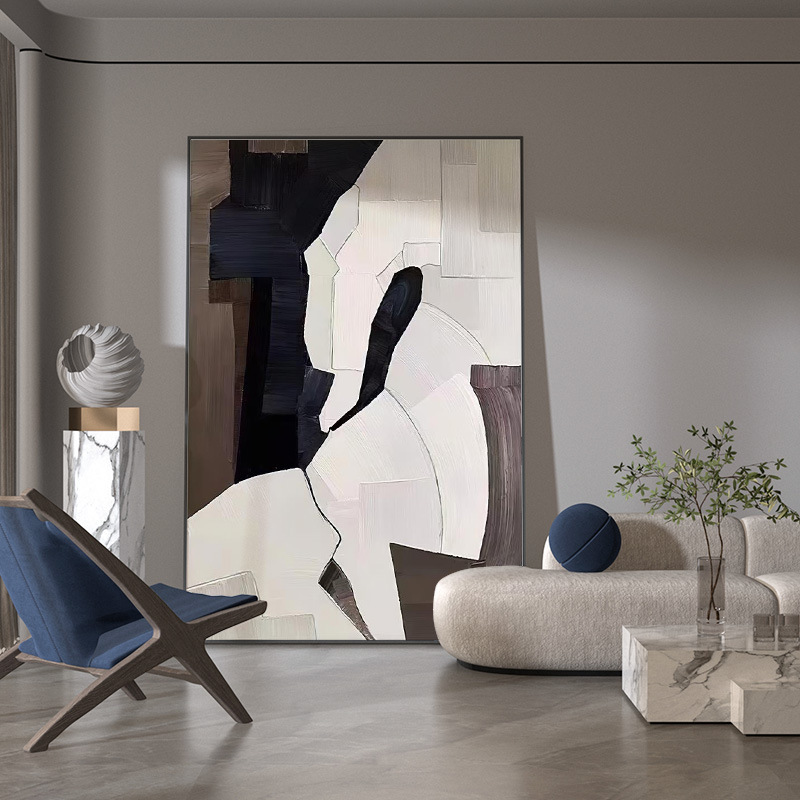 Modern Minimalist Living Room Decorative Painting Black and White Abstract Hanging Painting Living Room High-End Sofa Background Large Floor-To-Ceiling Hanging Painting