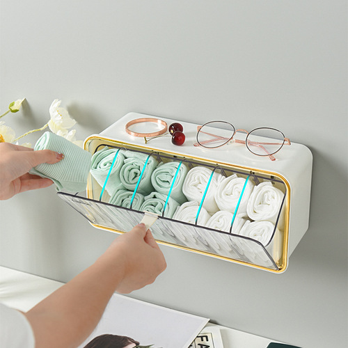 Selected socks, underwear, and innerwear storage box, three-in-one wardrobe, innerwear storage and organization box, wall-mounted without drilling