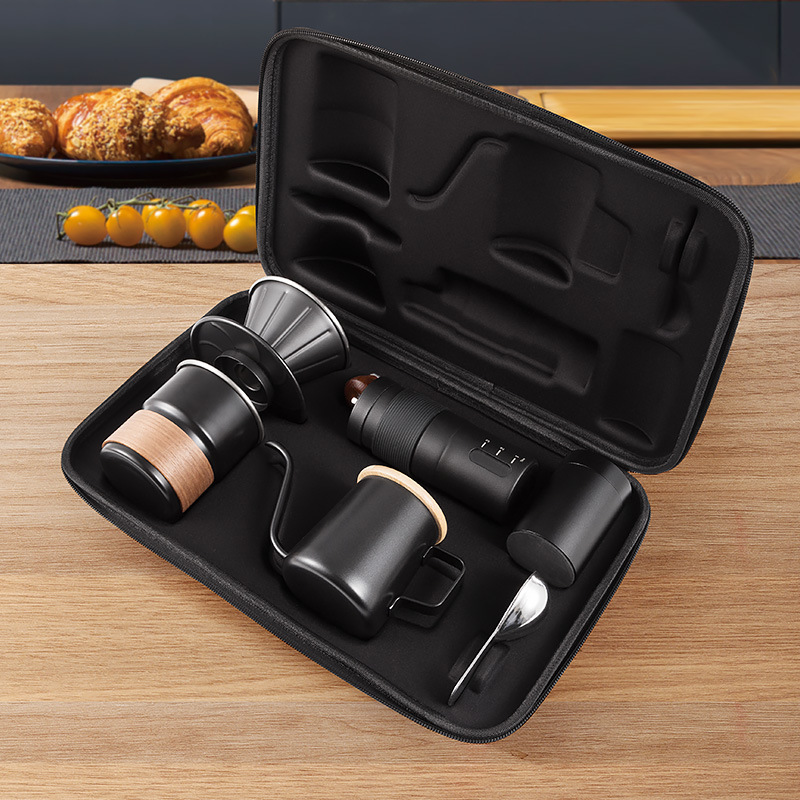 ✅ Set de cafetera de lavado de mano cafetera portátil al aire libre acampando equipos de café regalos completos