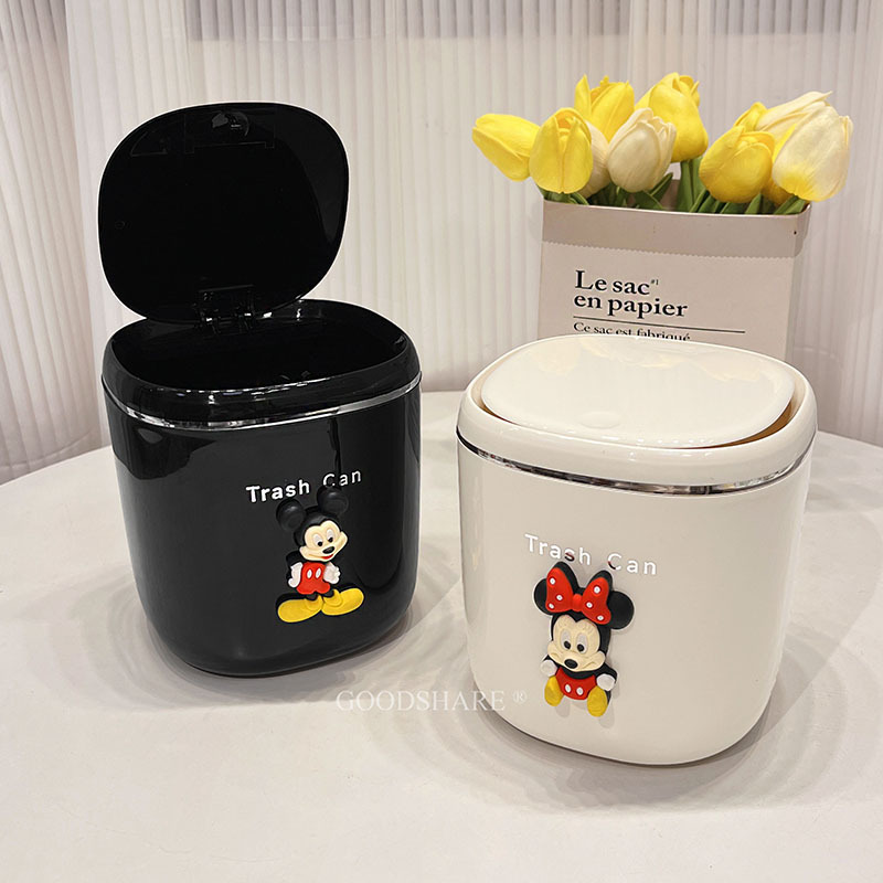 Desktop Trash Can, Office Storage Bucket, Cute Cartoon Mickey Press Storage Paper Basket 618 Sale