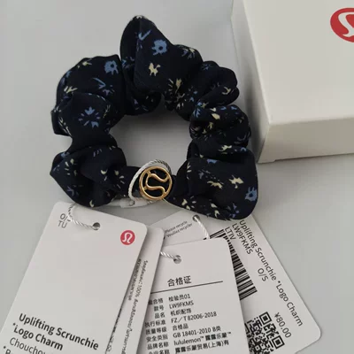 Ponytail Hair Tie Elastic: Saç üçün rezinlər - yb-hair-tie-navy-blue-floral