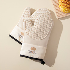 Insulated anti-scalding gloves silicone kitchen pot steaming oven special thickened high temperature resistant microwave baking tools waterproof