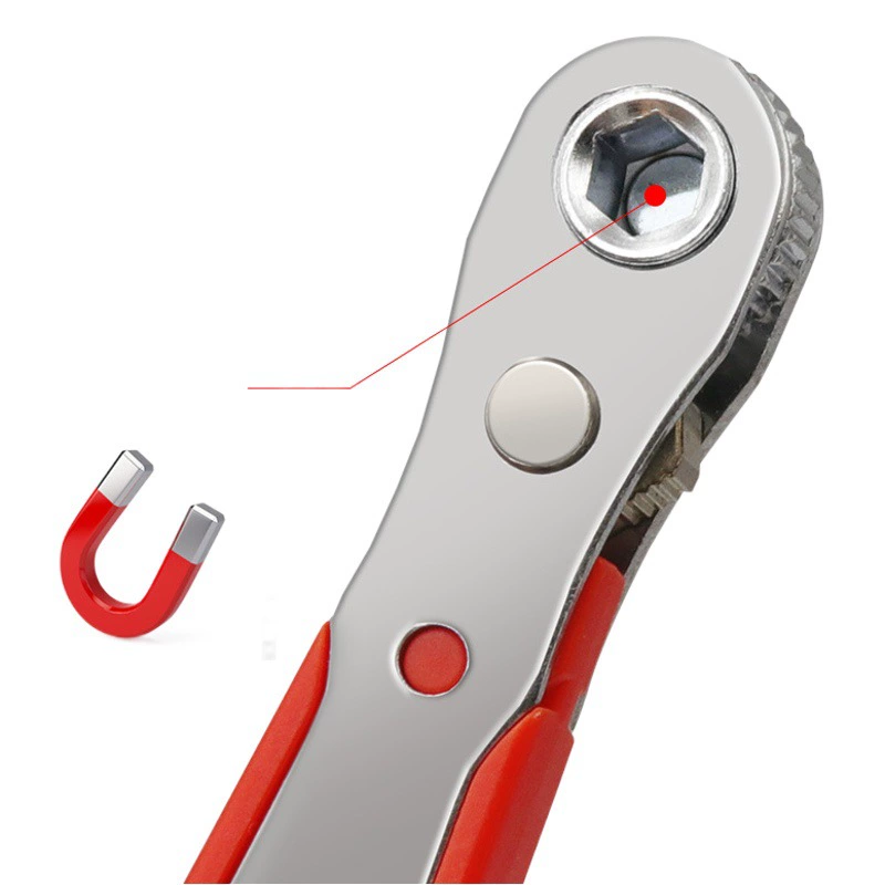 Встроенный магнитный мини-трещоточный ключ с 36 зубьями вперед и назад, быстрый трещоточный ключ с пластиковым кольцом для операций в узком пространстве.