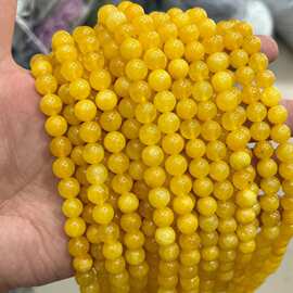 7A黄蜜蜡手工串珠diy半成品圆珠饰品配件散珠天然石跨境热卖批发