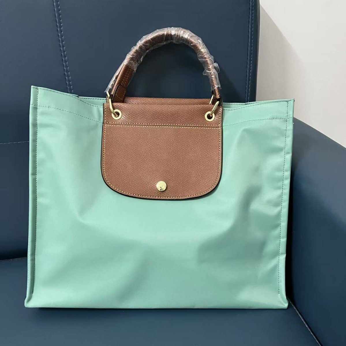 2025龙骧方形尼龙手提包托特包电脑包公文包通勤女包撞色新款便携