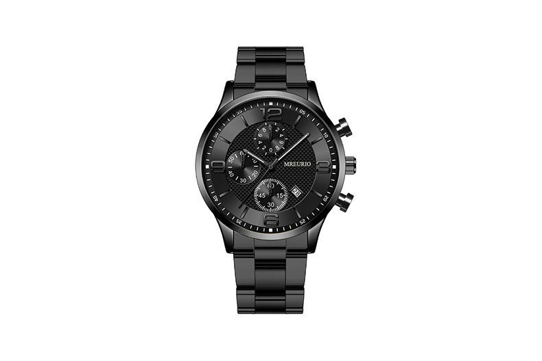 Round Dial Shape Business Color Block Single Folding Buckle Quartz Men's Watches