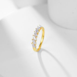 European and American Cross-Border Special-Shaped Cultivated Diamond Ring Marquise Wedding Ring 18K Gold Inlaid Real Diamond Ring Index Finger Gold Ring