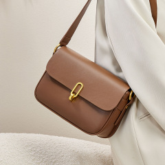 Bag 2024 New Fashion Small Square Bag Simple Shoulder Leather Women's Bag