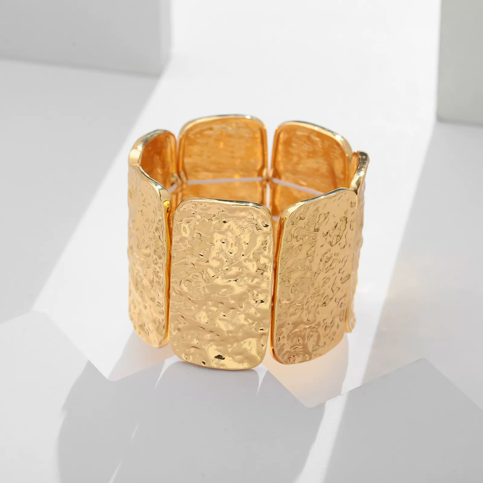 跨境热销合金手镯波西米亚方形手镯重工拼色简约弹力手镯复古夸张